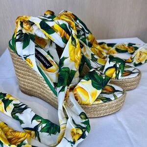 Dolce & Gabbana Lolita floral print wedge sandals size EU 41
